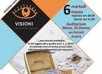 “Visioni” presenta “Lingua Matrigna” da l’Analfabeta Agota Kristof, progetto e regia di Mariella Anaclerio
